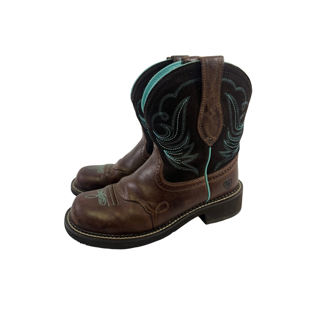 Ariat Fatbaby Heritage Dapper Western Boot Cowboy Brown Teal Leather Women 9.5B